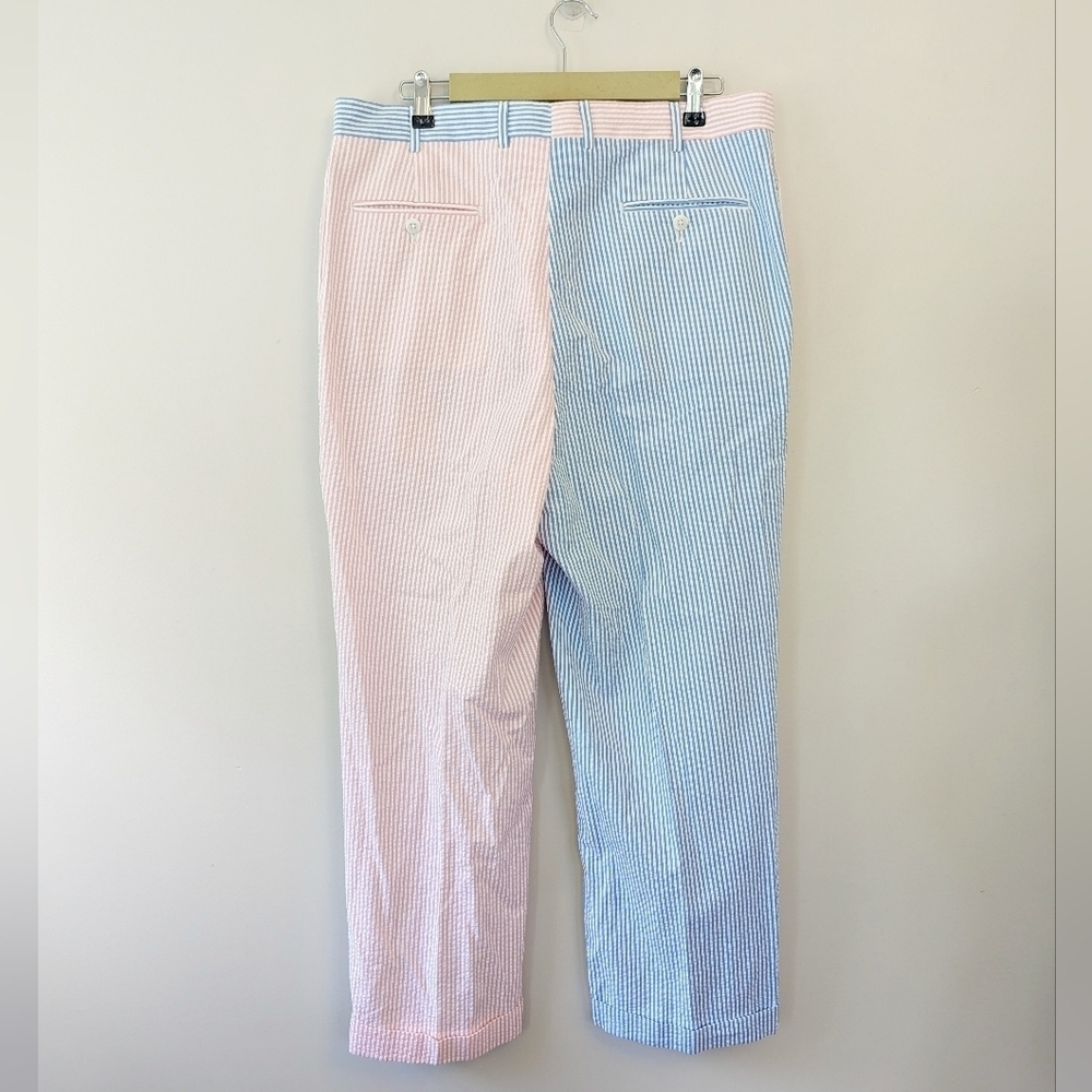 Vintage Ben Silver Patchwork Seersucker Golf‎ Trouser Dress Pants Pastel Preppy